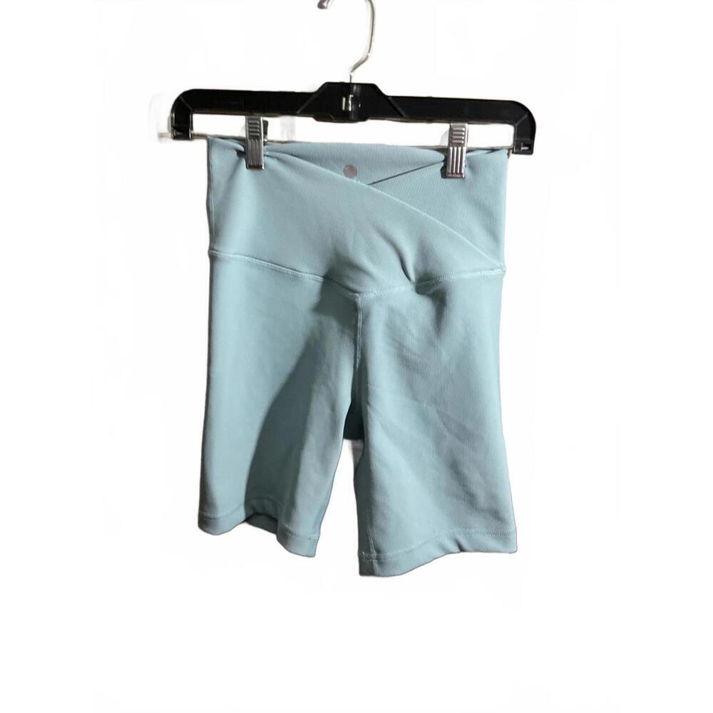 Yogalicious Stylish Aqua High-Waisted Bike Shorts Small